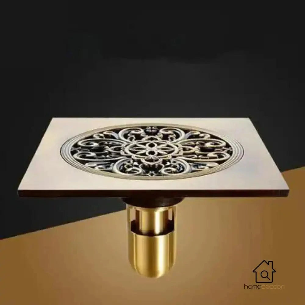 Ralo Vintage Retro Banheiro Bronze Antigo Drain 15 x 15 cm Estilo Alto - Homedeccori