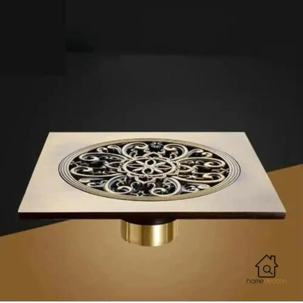Ralo Vintage Retro Banheiro Bronze Antigo Drain 15 x 15 cm Estilo Baixo - Homedeccori