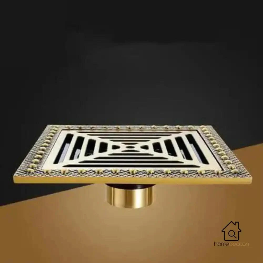 Ralo Vintage Retro Banheiro Bronze Antigo Drain 15 x 15 cm Estilo Baixo - Homedeccori