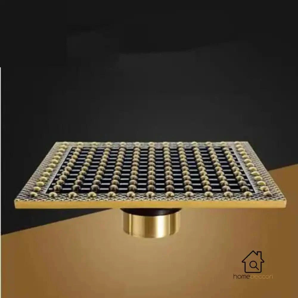 Ralo Vintage Retro Banheiro Bronze Antigo Drain 15 x 15 cm Estilo Baixo - Homedeccori