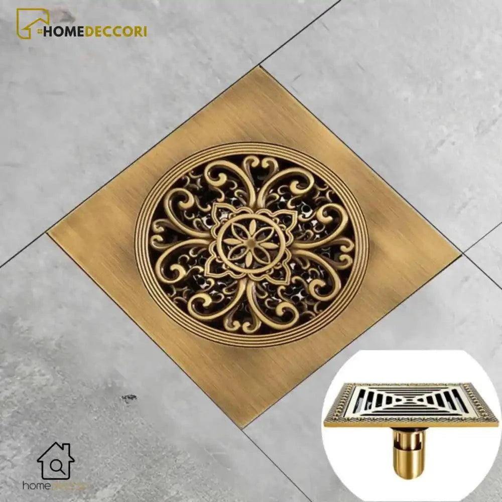 Ralo Vintage Retro Banheiro Bronze Antigo Drain 15 x 15 cm - Homedeccori