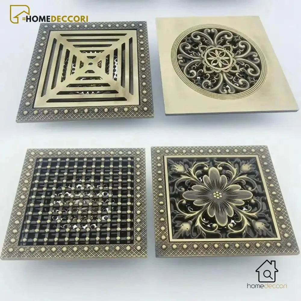 Ralo Vintage Retro Banheiro Bronze Antigo Drain 15 x 15 cm - Homedeccori