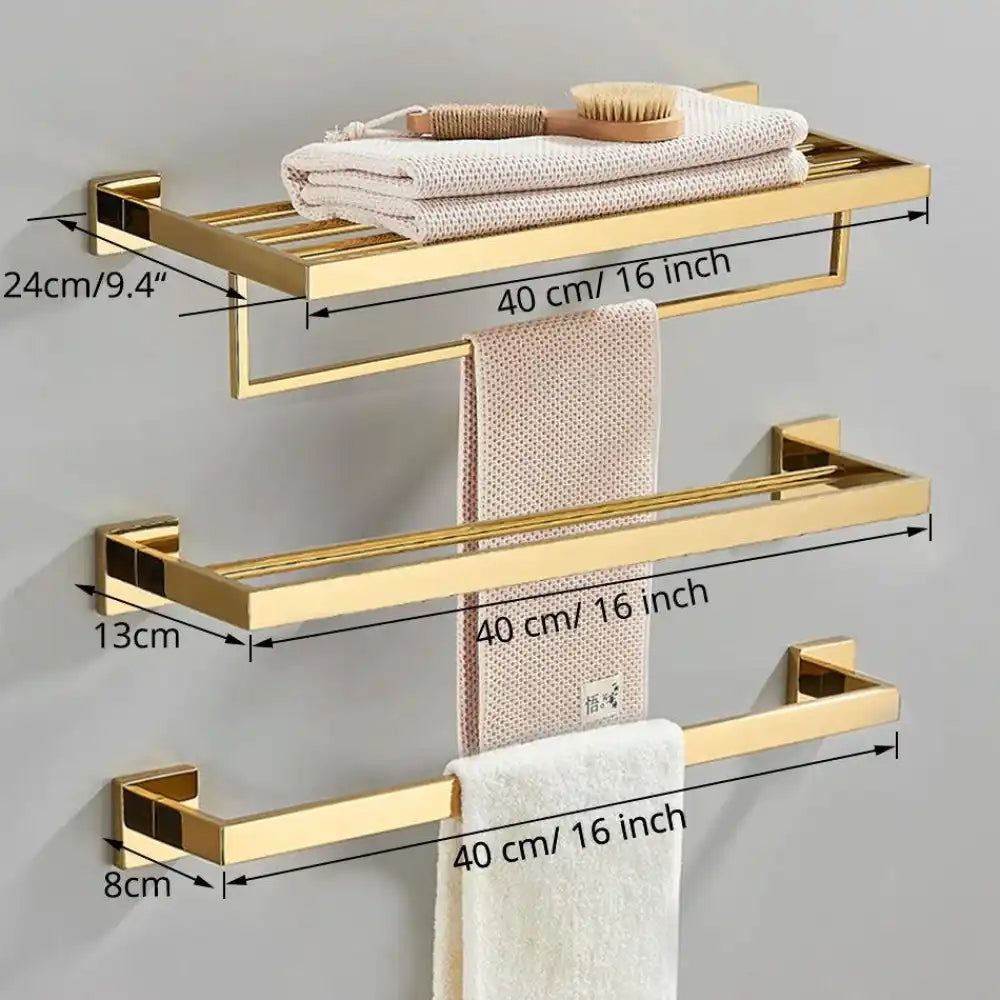 Acessórios para Banheiro Dourado Inox Shine - Homedeccori