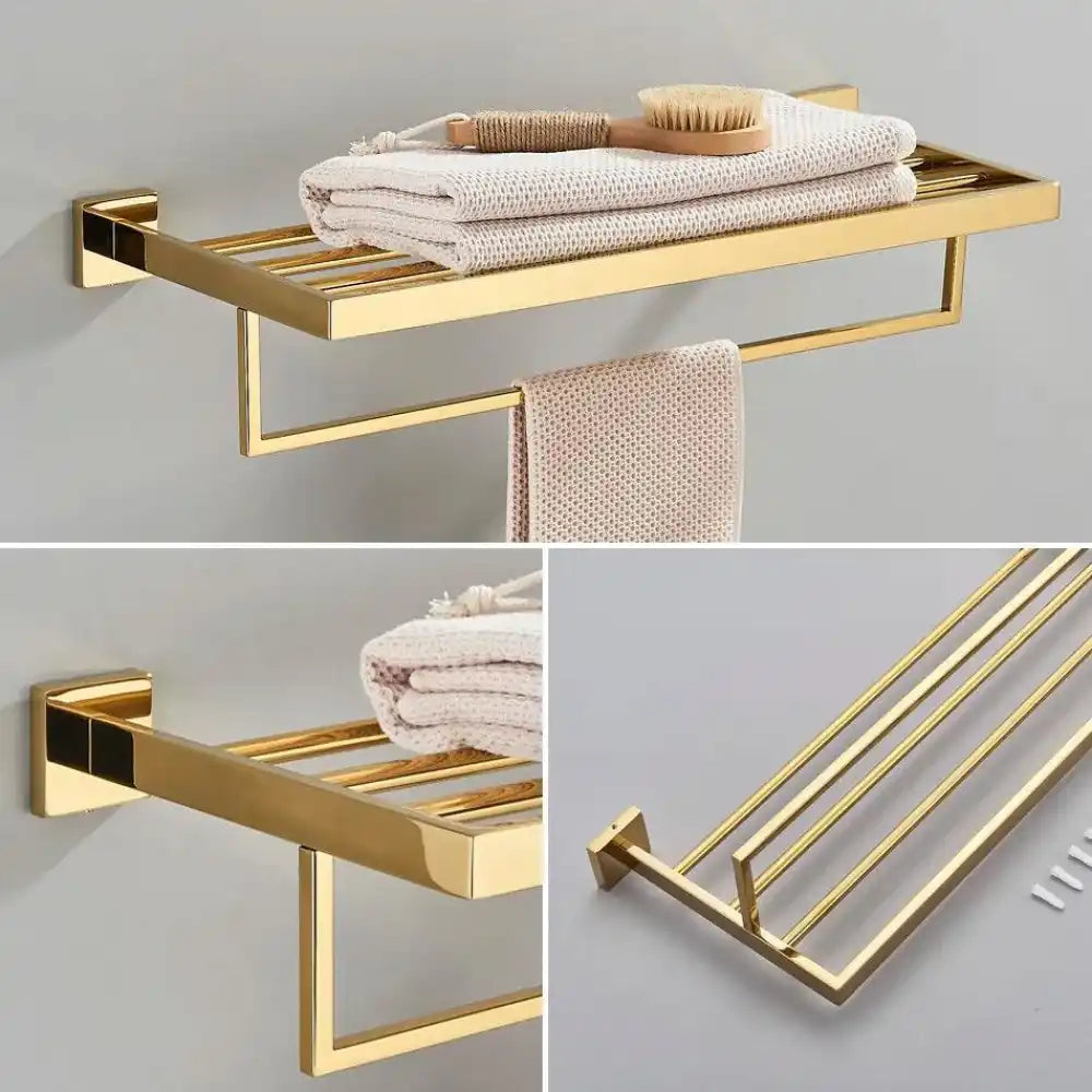 Acessórios para Banheiro Dourado Inox Shine - Homedeccori
