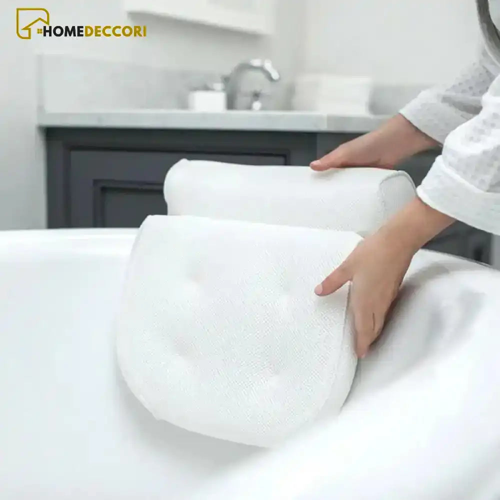 Almofada Para Banheira Spa Branca De Luxo 3d Antiderrapante - Homedeccori