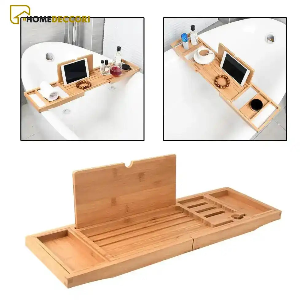 Bandeja Para Banheira De Bambu Luxo Telescópica - Homedeccori