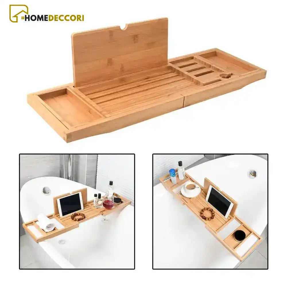Bandeja Para Banheiras De Bambu Luxo Telescópica - Homedeccori