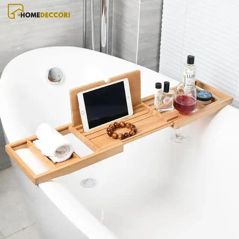 Bandeja Para Banheiras De Bambu Luxo Telescópica - Homedeccori