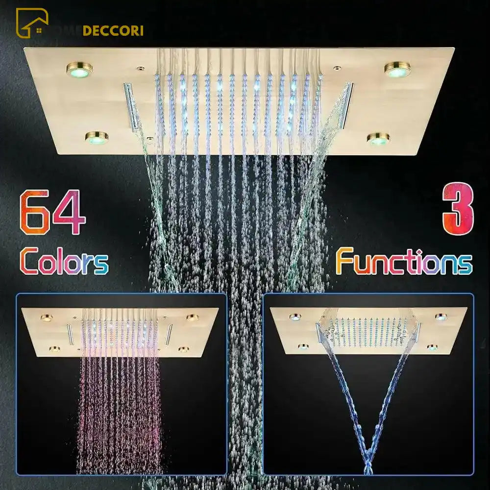 Ducha De Teto Embutir Spa Ef Led Chuva Com Cascata De Inox - Homedeccori