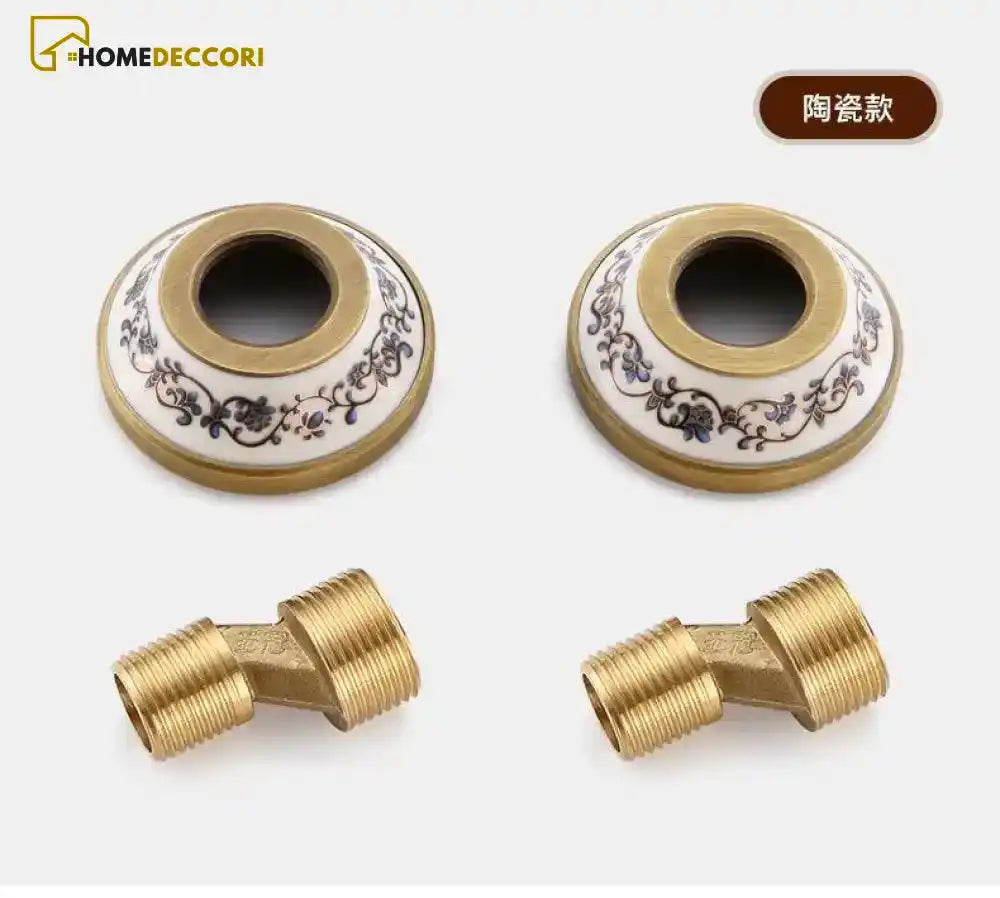 Ducha Vintage Detalhes Em Porcelana com Torneira para Banheira e Misturador Bronze Antigo Quente / Frio - Homedeccori
