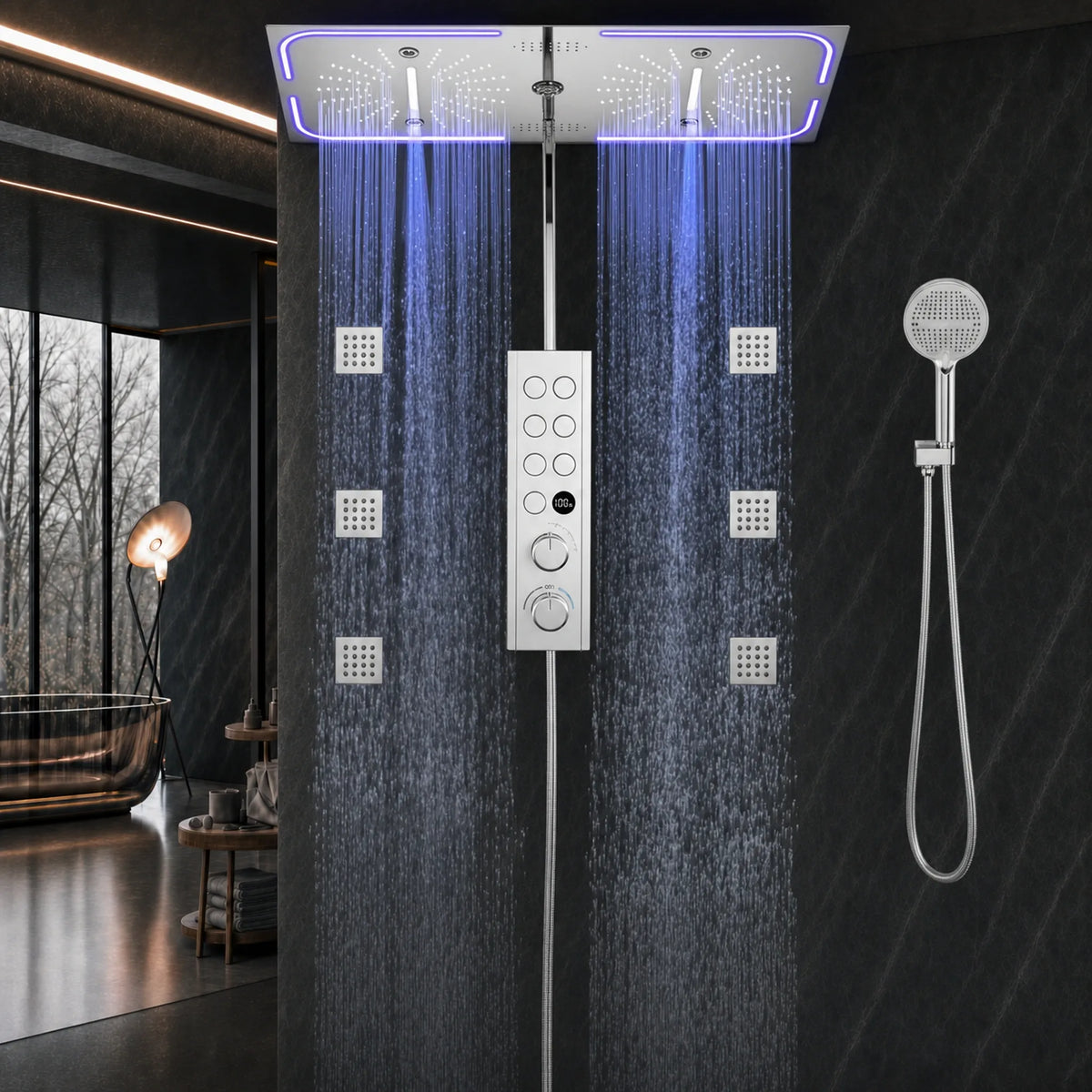 Ducha De Teto Embutir Inox 70x35 LED Bluetooth Spa Sonata - Homedeccori