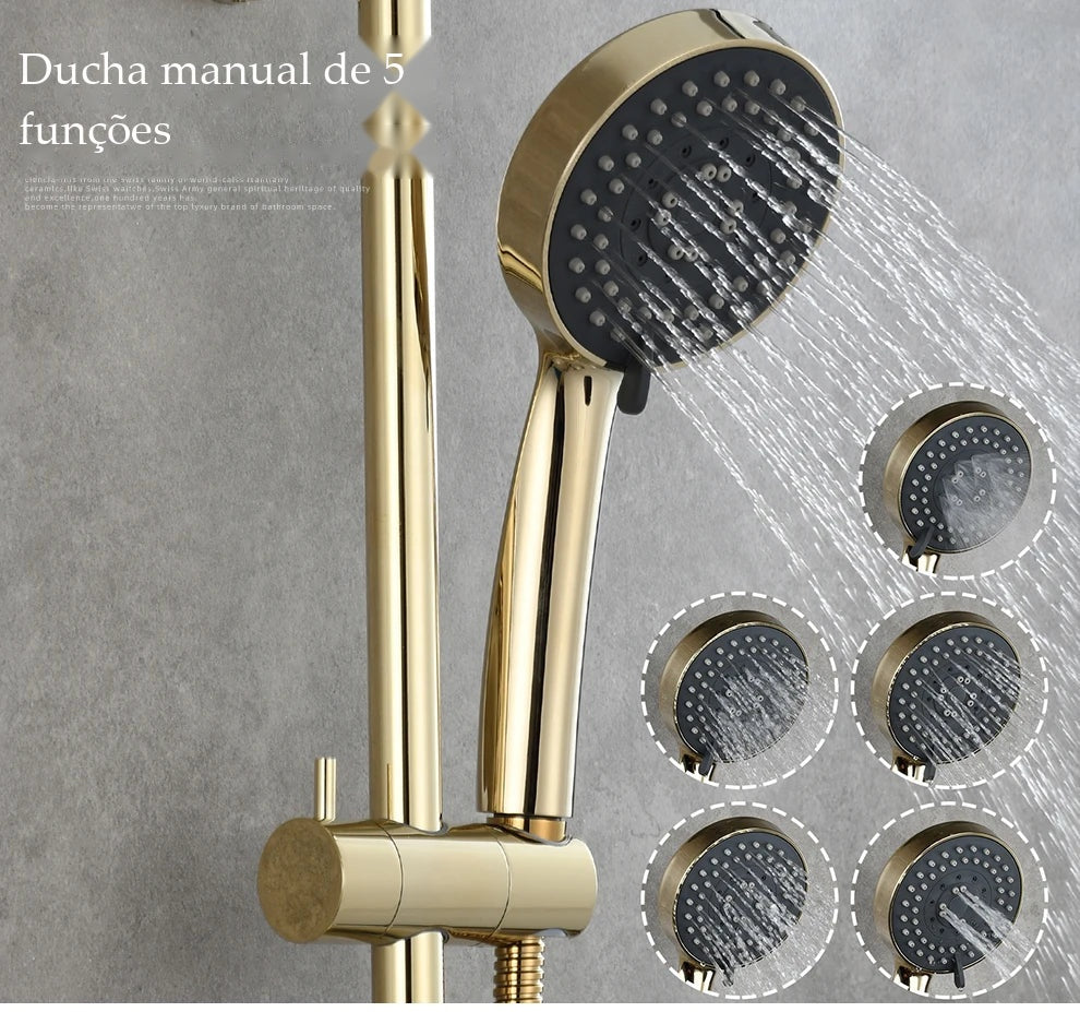 Barra Deslizante Ducha Manual Inox Ajustável 5 Funções Luino