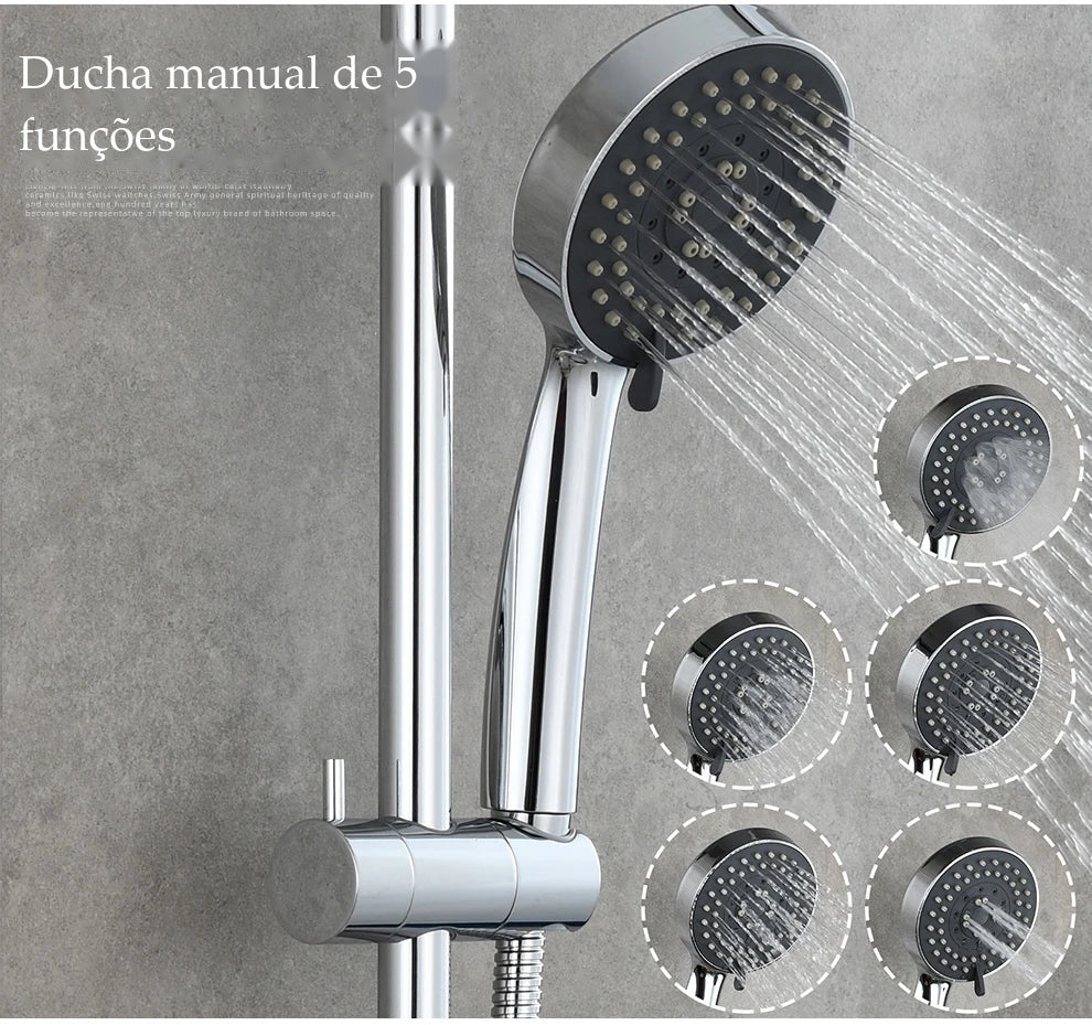 Barra Deslizante Ducha Manual Inox Ajustável 5 Funções Luino