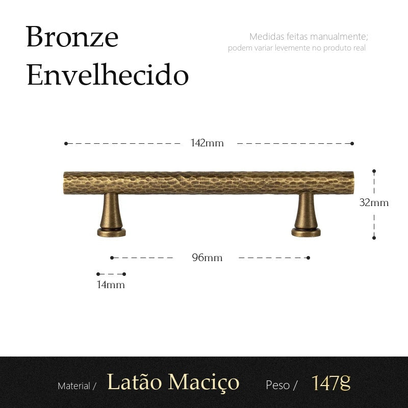 Puxador Alba Bronze Envelhecido Alça 96 mm - medidas