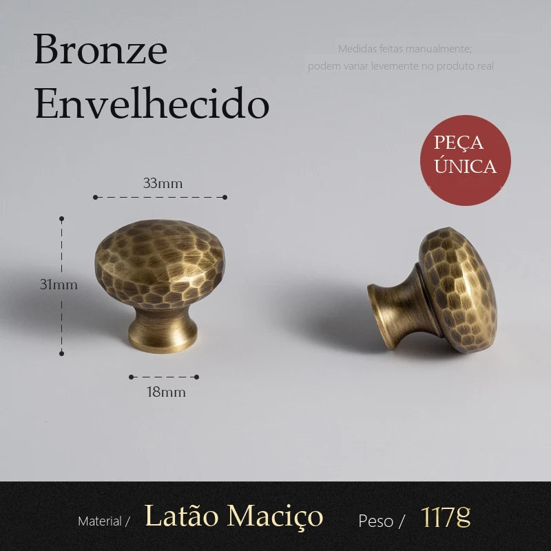 Puxador Alba Bronze Envelhecido Ponto 33 mm - Estilo A - medidas