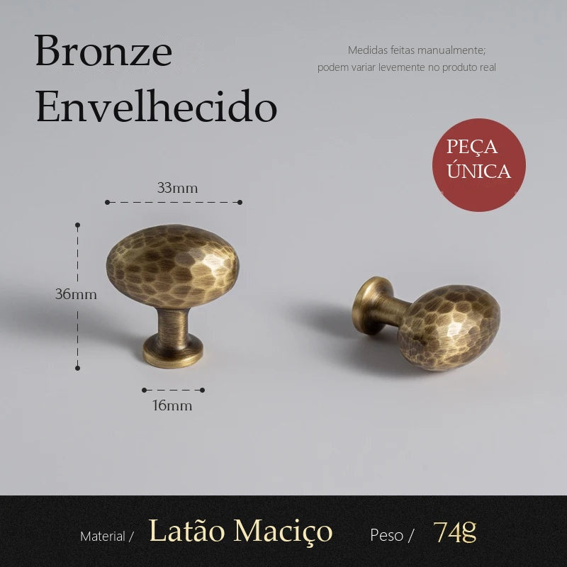 Puxador Alba Bronze Envelhecido Ponto 33 mm - Estilo B - medidas