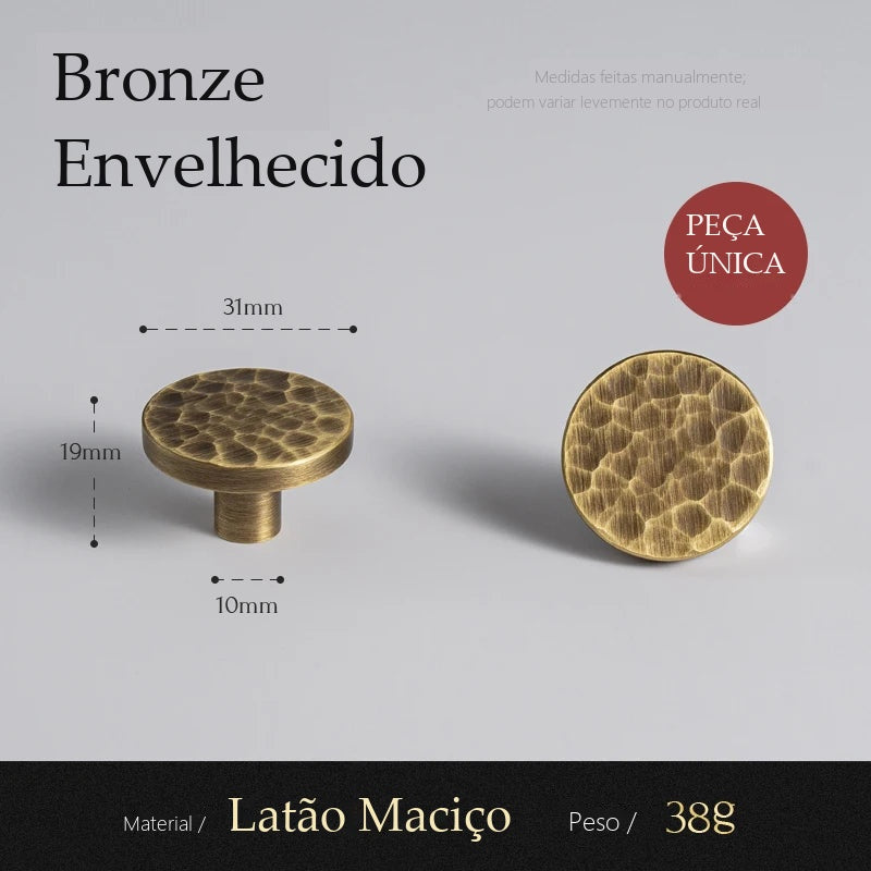 Puxador Alba Bronze Envelhecido Ponto 31 mm - medidas