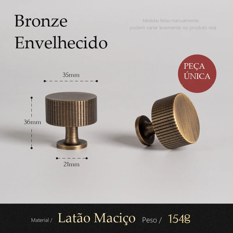 Puxador Amelia Bronze Envelhecido Ponto 35 mm - medidas