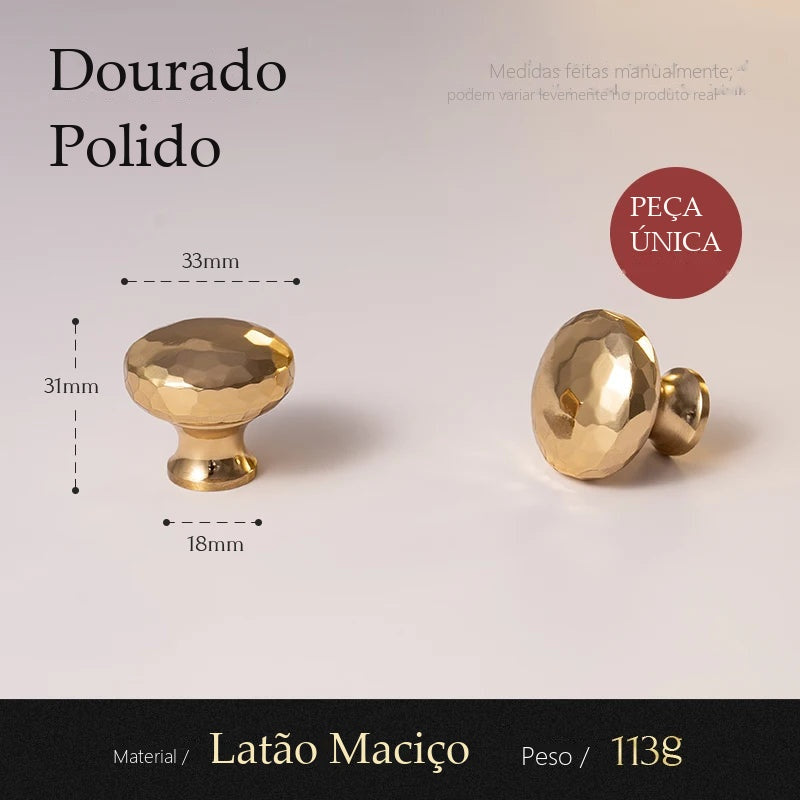 Puxador Brera Dourado Polido Ponto 33 mm - Estilo E - medidas