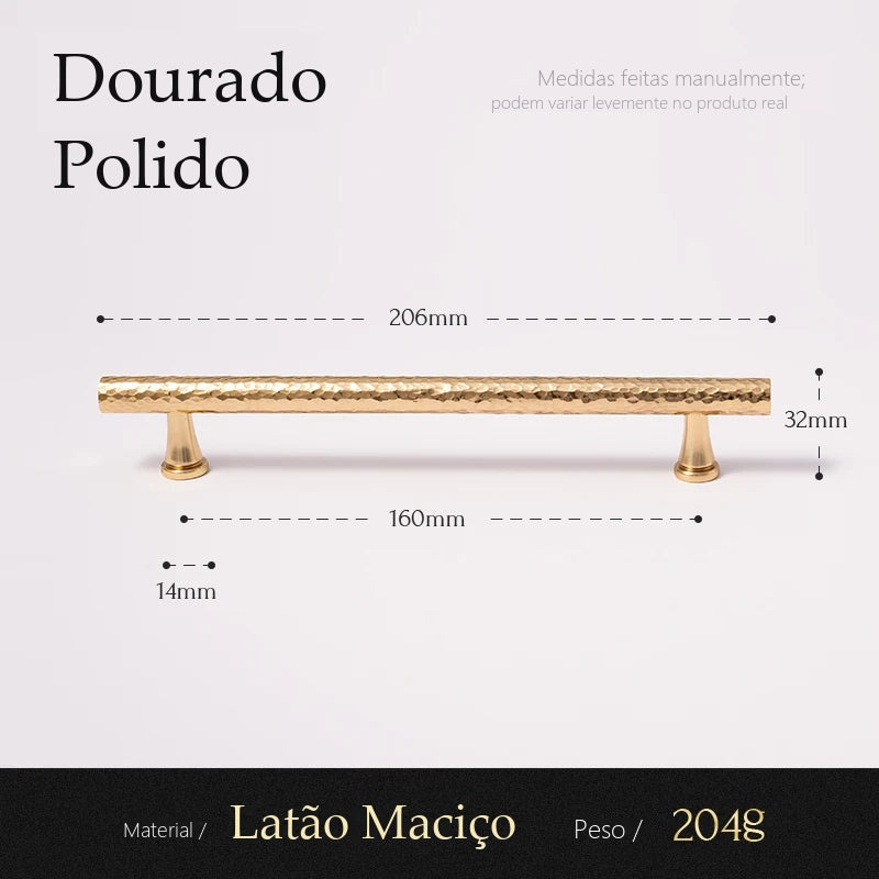 Puxador Brera Dourado Polido Alça 160 mm - medidas
