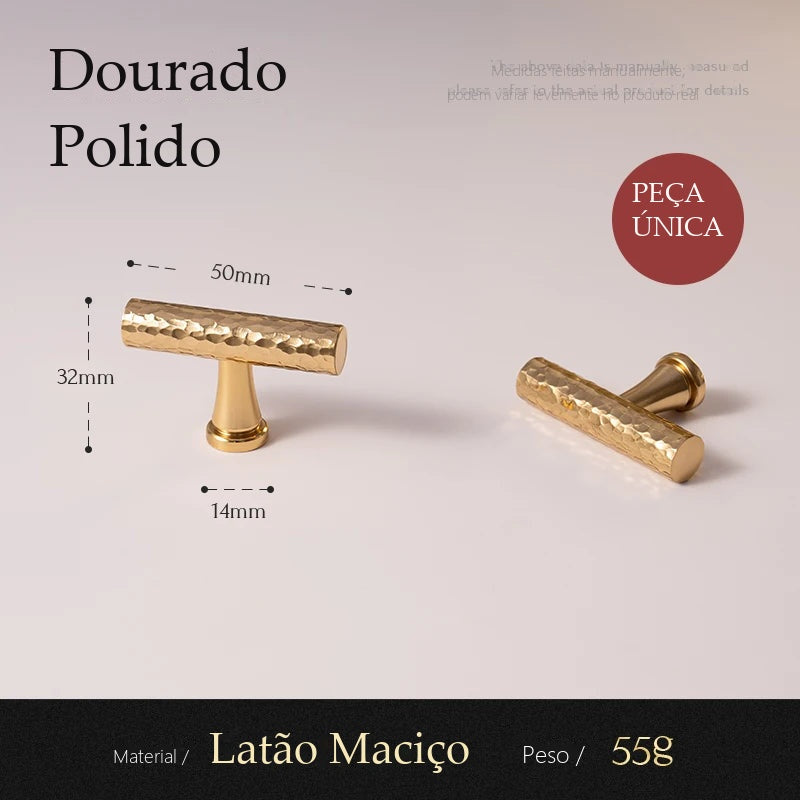 Puxador Brera Dourado Polido Barra T - medidas
