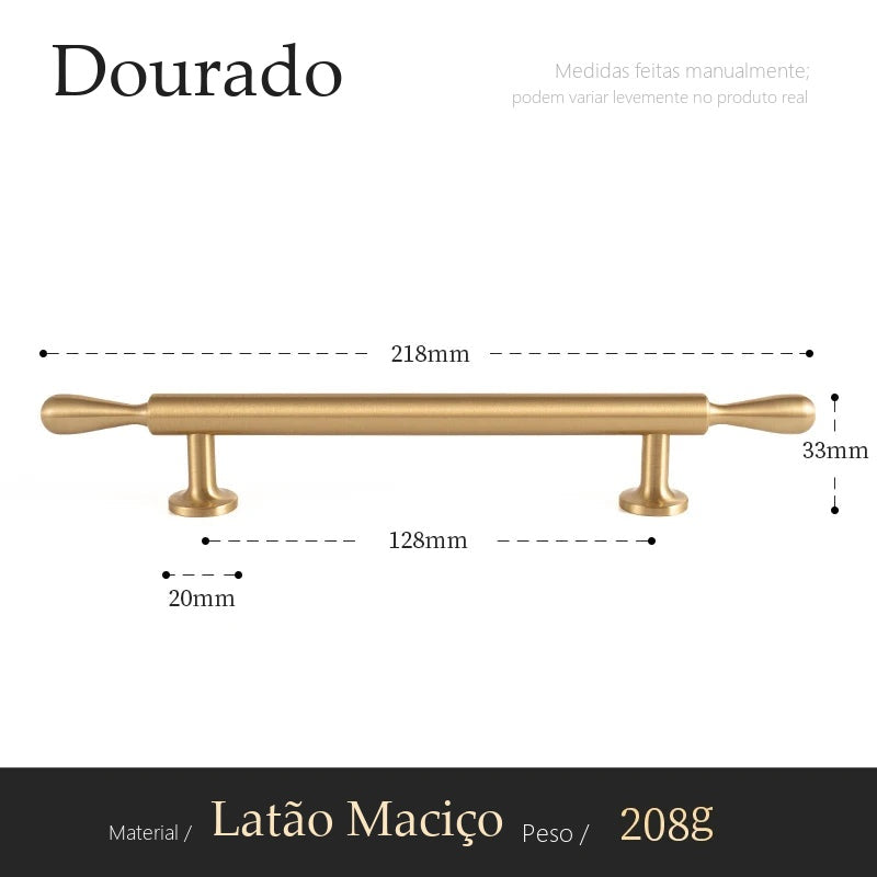 Puxador Cagliari Dourado Escovado Alça 128 mm - medidas