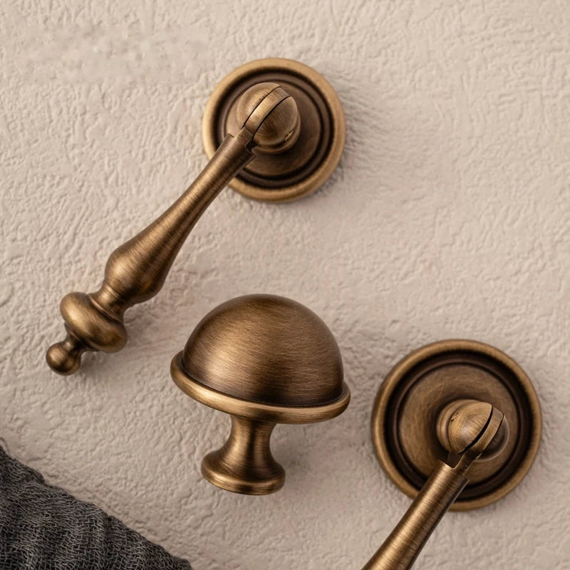 Puxador Alça e Ponto Latão Maciço Bronze Envelhecido Ornamentado Faenza - foto 6