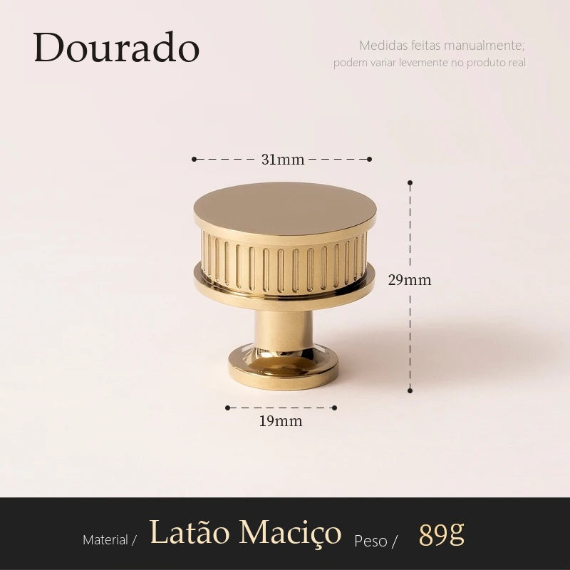 Puxador Fiesole Dourado Ponto 31 mm - medidas
