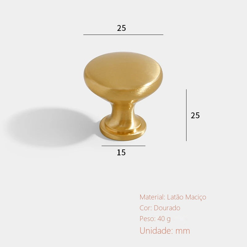 Puxador Imola Dourado Escovado Ponto 25 mm - medidas