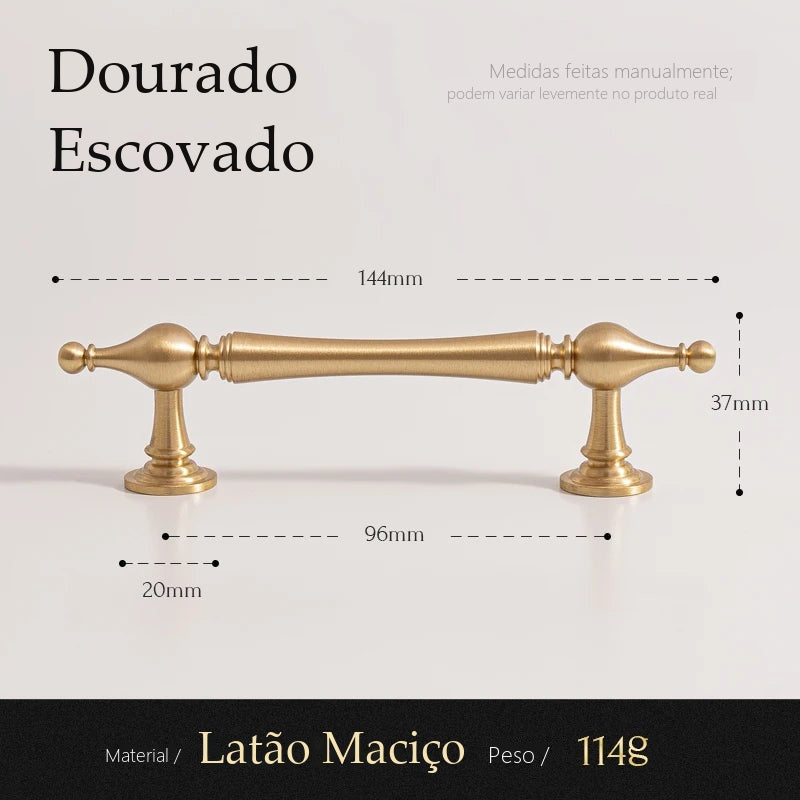 Puxador Lecce Dourado Escovado Alça 96 mm - medidas