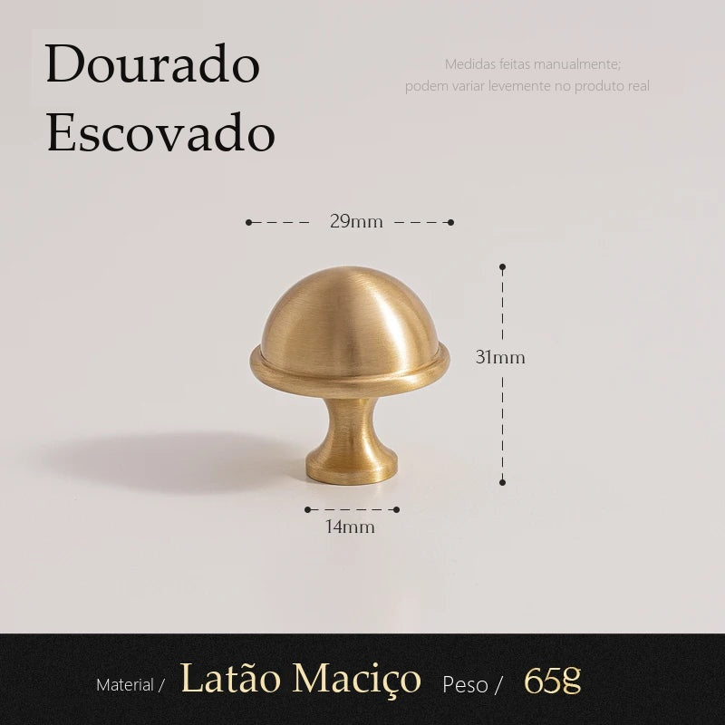 Puxador Lecce Dourado Escovado Ponto 29 mm - medidas