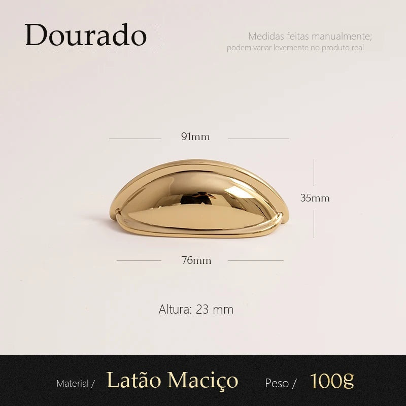 Puxador Mantova Dourado Alça 76 mm - Estilo A - medidas