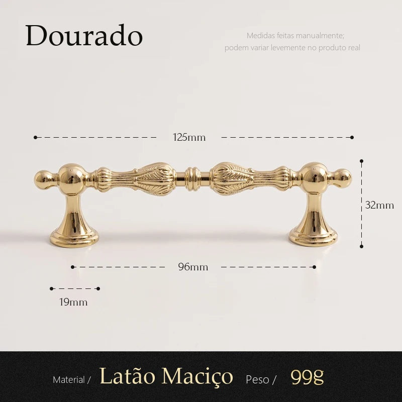 Puxador Messina Dourado Alça 96 mm - medidas