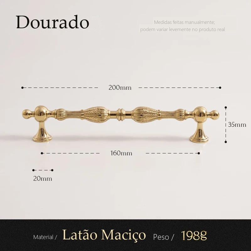 Puxador Messina Dourado Alça 160 mm - medidas