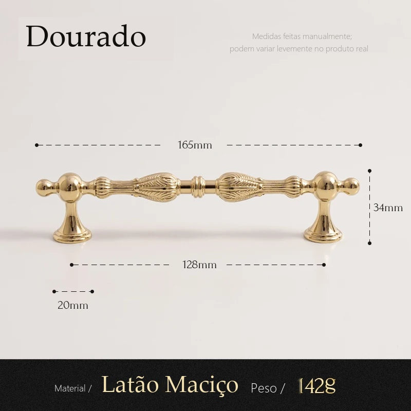 Puxador Messina Dourado Alça 128 mm - medidas