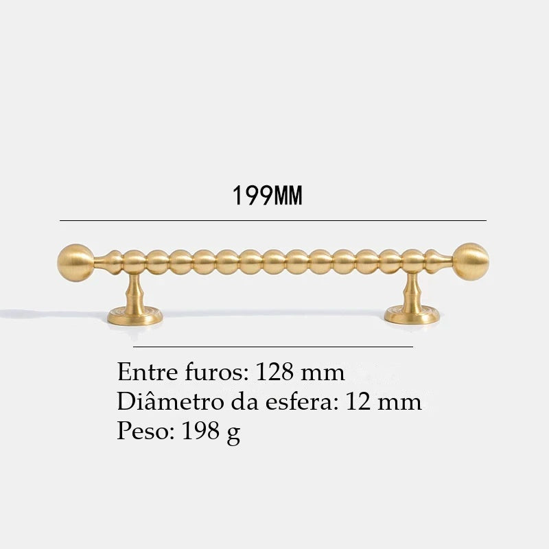 Puxador Modica Dourado Escovado Alça 128 mm - medidas