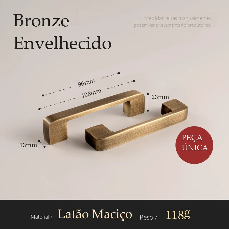 Puxador Ostia Bronze Envelhecido Alça 96 mm - medidas
