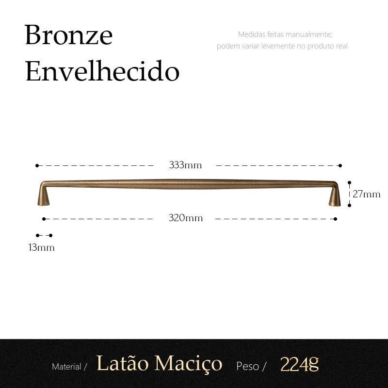Puxador Perugia Bronze Envelhecido Alça 320 mm - medidas