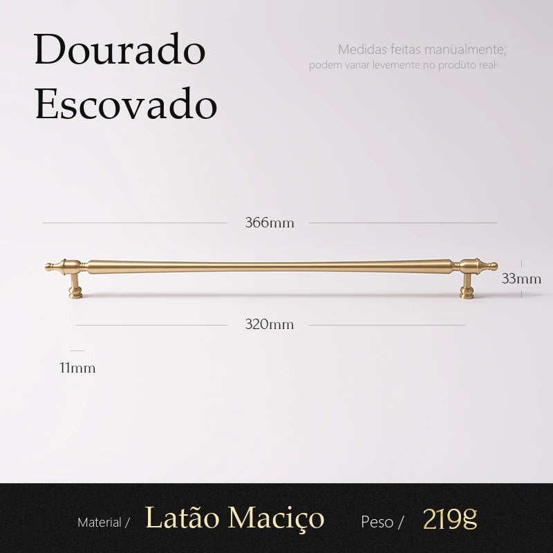 Puxador Piacenza Dourado Escovado Alça 320 mm - medidas