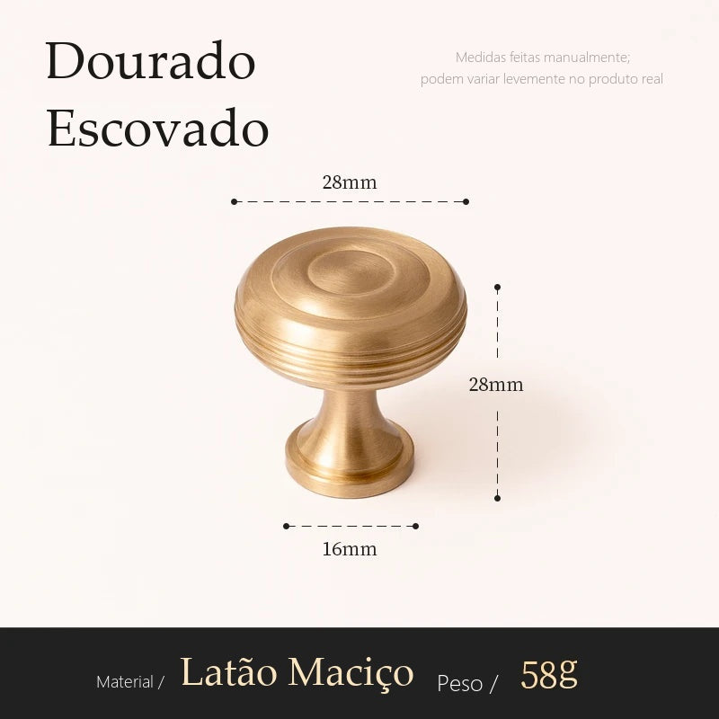Puxador Piacenza Dourado Escovado Ponto 28 mm - medidas