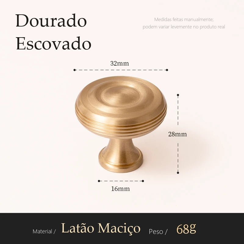 Puxador Piacenza Dourado Escovado Ponto 32 mm - medidas