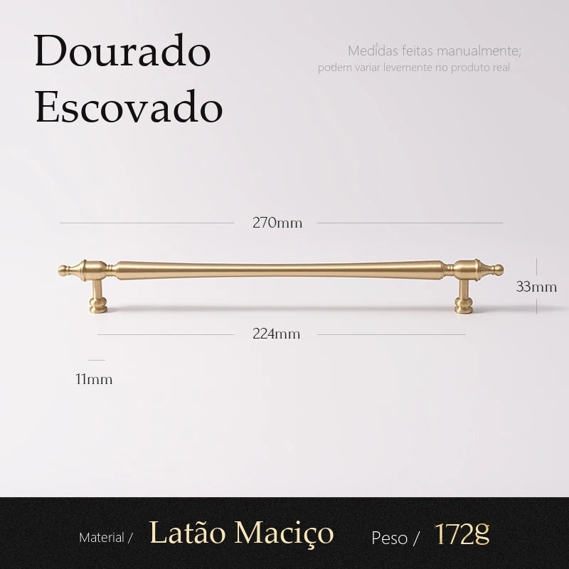 Puxador Piacenza Dourado Escovado Alça 224 mm - medidas