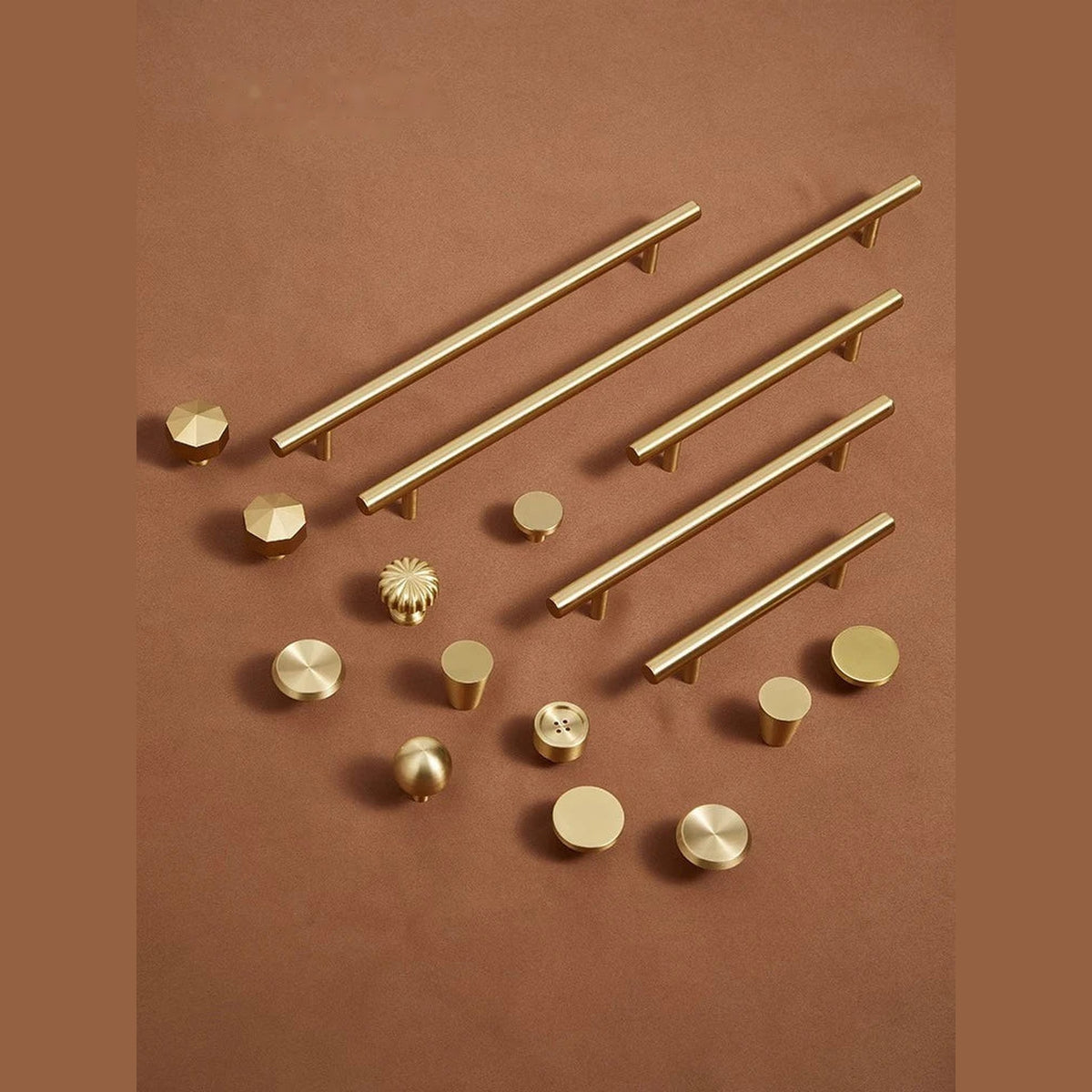 Puxador Alça Latão Maciço Dourado Escovado Minimalista Portici