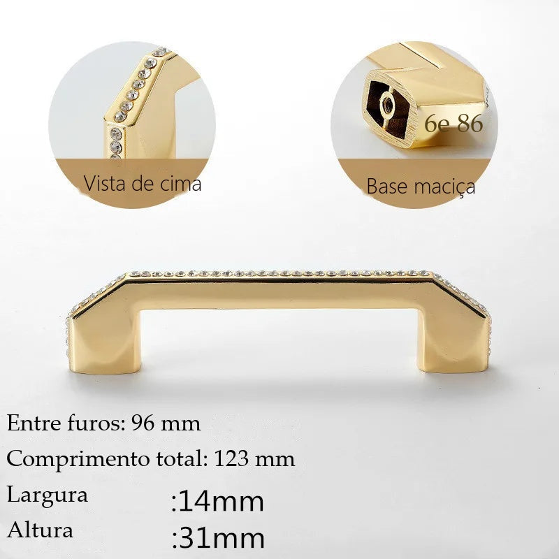Puxador Siracusa Dourado Alça 96 mm - medidas