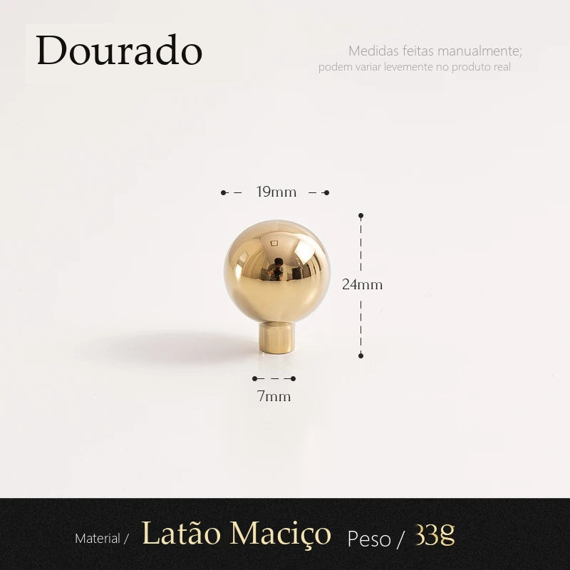 Puxador Ragusa Dourado Ponto 20 mm - Estilo A - medidas