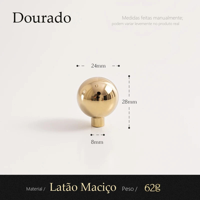 Puxador Ragusa Dourado Ponto 25 mm - Estilo A - medidas