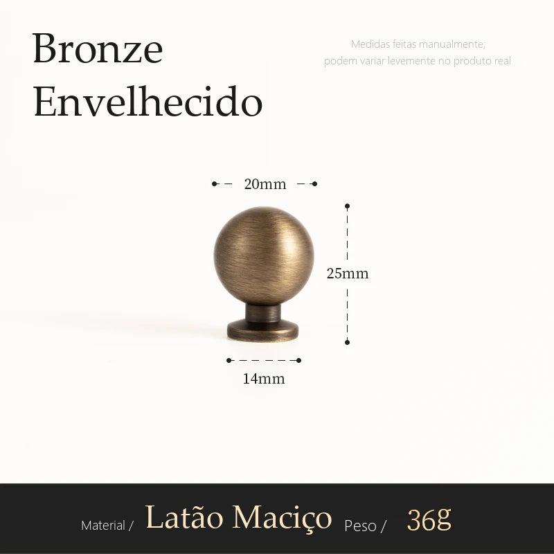 Puxador Reggio Bronze Envelhecido Ponto 20 mm - medidas