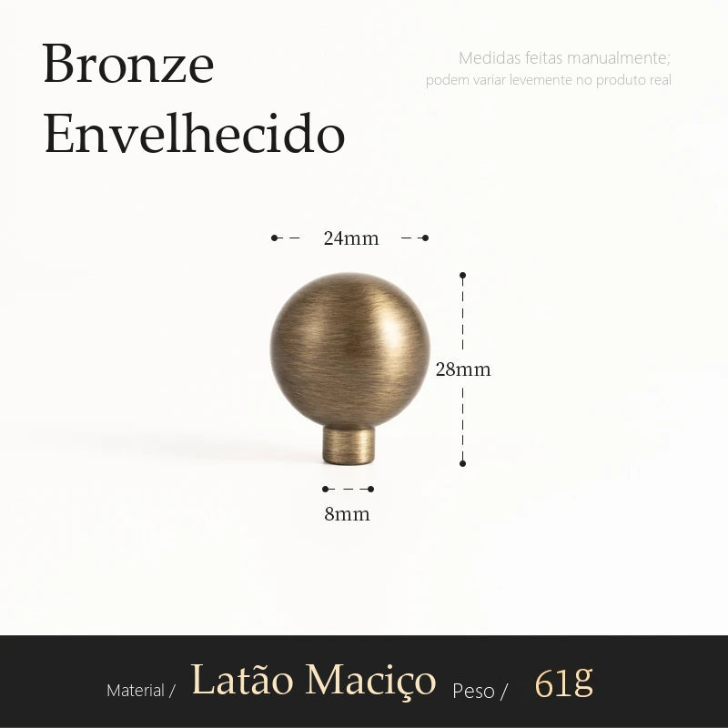 Puxador Reggio Bronze Envelhecido Ponto 24 mm - Estilo C - medidas