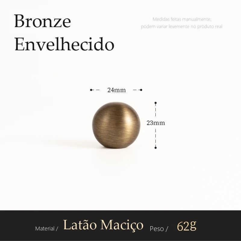 Puxador Reggio Bronze Envelhecido Ponto 24 mm - Estilo B - medidas
