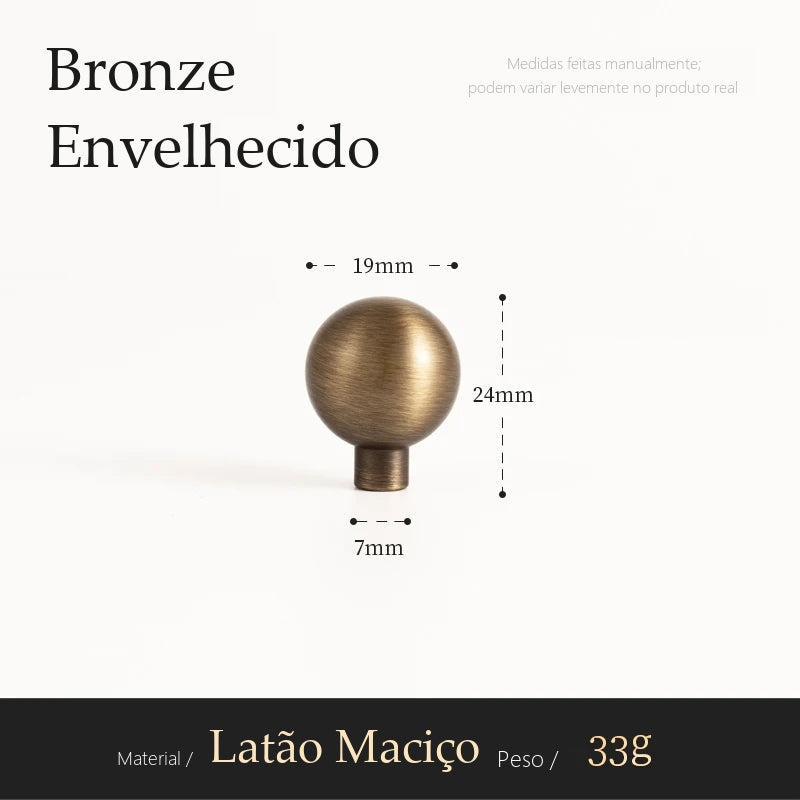 Puxador Reggio Bronze Envelhecido Ponto 19 mm - Estilo C - medidas
